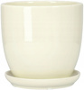 Doniczka donica osłonka ceramiczna z podstawką kremowa ⌀20 cm