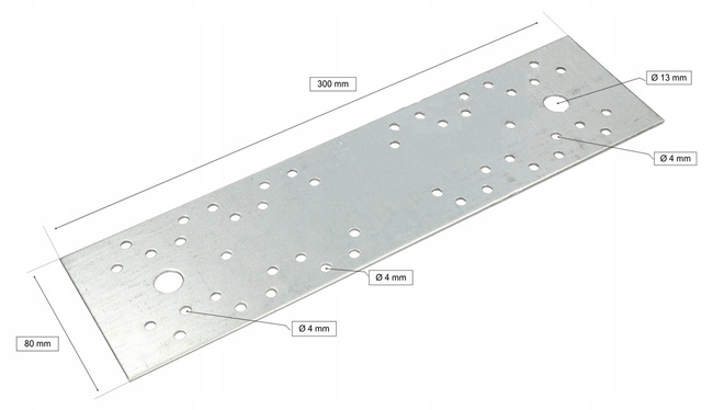 Płytka perforowana łącznik płaski 300x80mm - 10 szt.