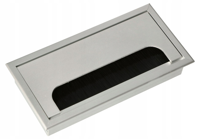 Przepust kablowy aluminiowy przelotka meblowa srebrna 160x80 mm - zestaw 2 szt.