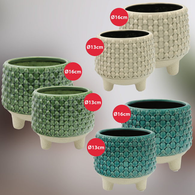 Doniczka ceramiczna na nóżkach fi 13 cm