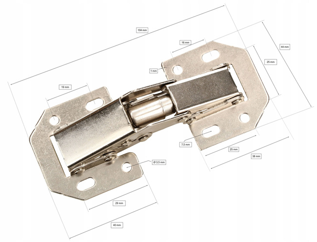 Zawias meblowy puszkowy 105 mm do szafek - 4 szt.