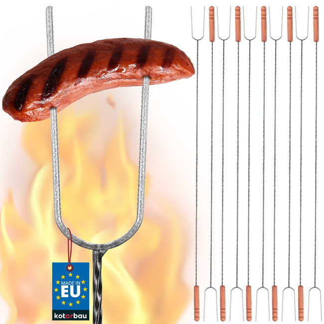 Widełki ogniskowe kijek na kiełbasę 120 cm zestaw 10 szt.
