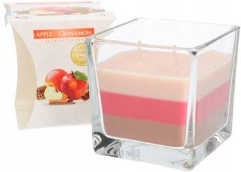 świeca świeczka trójkolorowa zapachowa w szkle 32 h - jabłko + cynamon